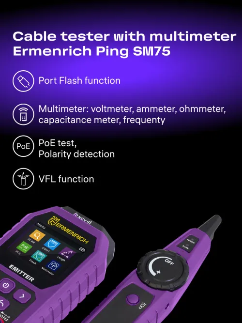 image Ermenrich Ping SM75 Cable Tester With Multimeter, image 12