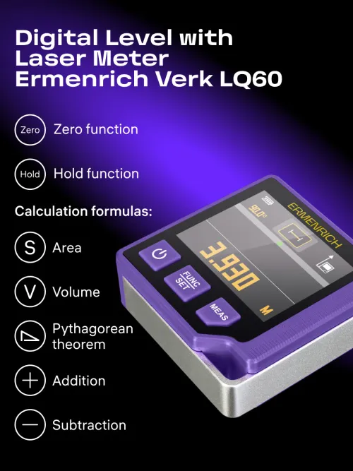 photograph Ermenrich Verk LQ60 3-in-1 Digital Level with Laser Meter, image 11