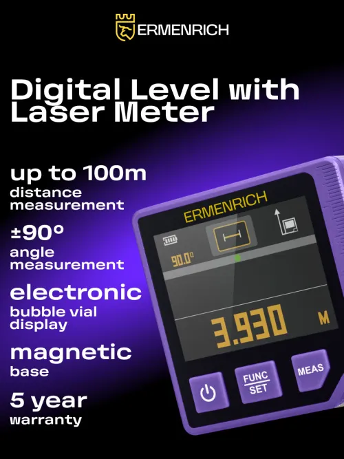 photograph Ermenrich Verk LQ60 3-in-1 Digital Level with Laser Meter, image 10