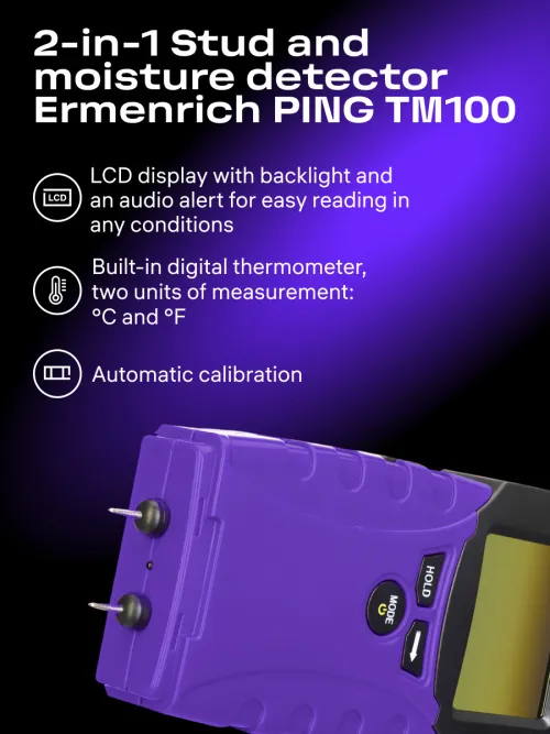 photograph Ermenrich Ping TM100 2-in-1 Stud and Moisture Detector, image 9